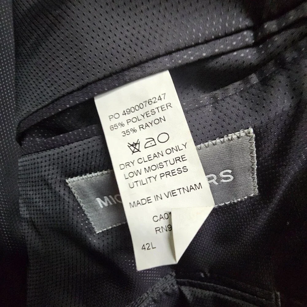 Michael Kors 42L Gray Check 2-Button Sport Coat Blazer Jacket T234